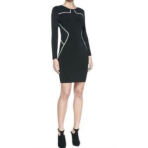 Diane von Furstenberg Josephine Knit Body-Con Dress in Black Size Large